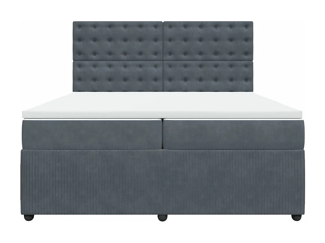 Giroletto a Molle con Materasso Grigio Scuro 200x200 cm Velluto