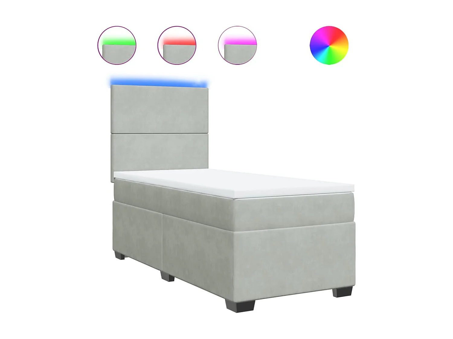 Sommier à lattes de lit et matelas Gris clair 100x200cm Velours