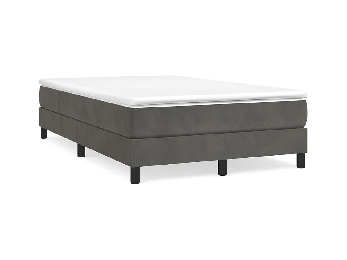 Sommier à lattes de lit et matelas gris foncé 120x190cm velours