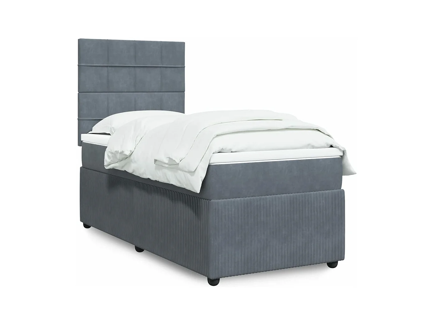Sommier à lattes de lit et matelas Gris foncé 90x200 cm Velours