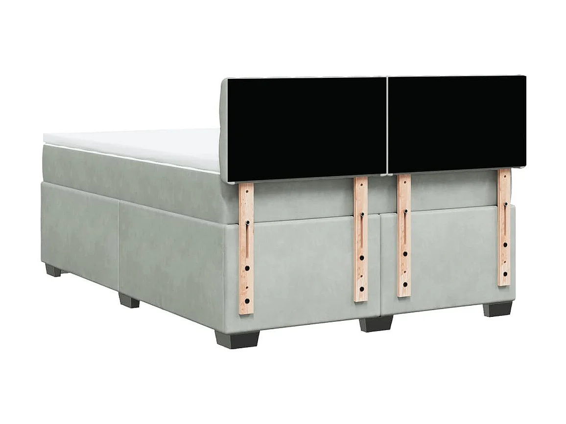 Cama box spring con colchón terciopelo gris claro 160x200 cm