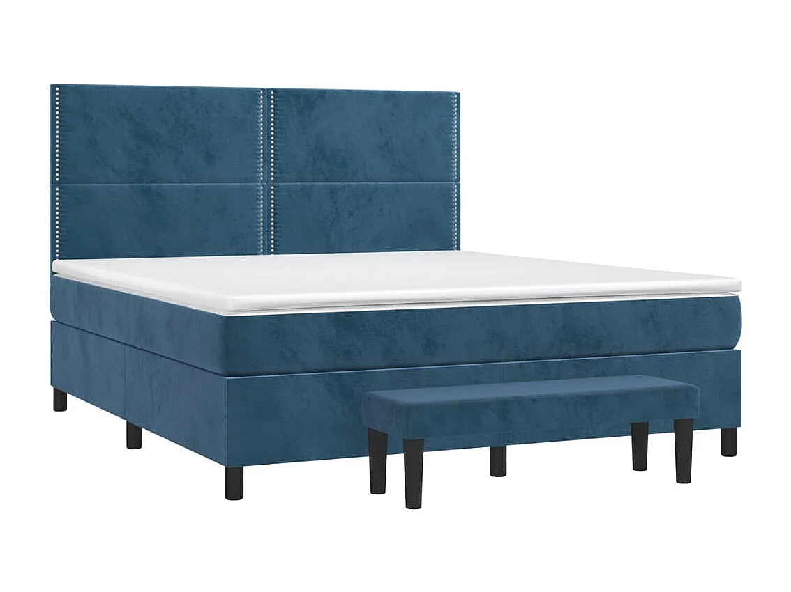 Boxspring met matras fluweel donkerblauw 160x200 cm