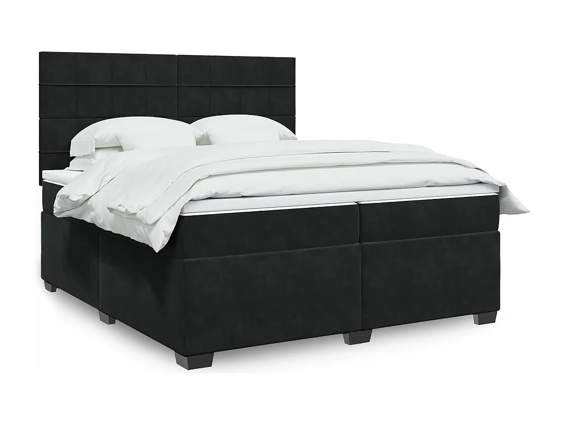 Giroletto a Molle con Materasso Nero 200x200 cm in Velluto