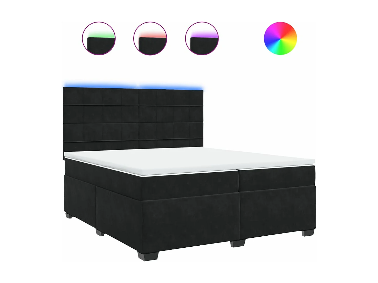 Giroletto a Molle con Materasso Nero 200x200 cm in Velluto