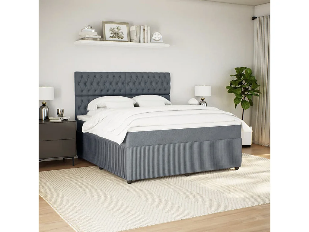 Sommier à lattes de lit et matelas Gris foncé 180x200cm Velours
