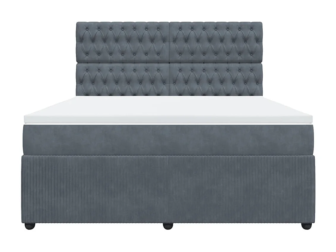Sommier à lattes de lit et matelas Gris foncé 180x200cm Velours