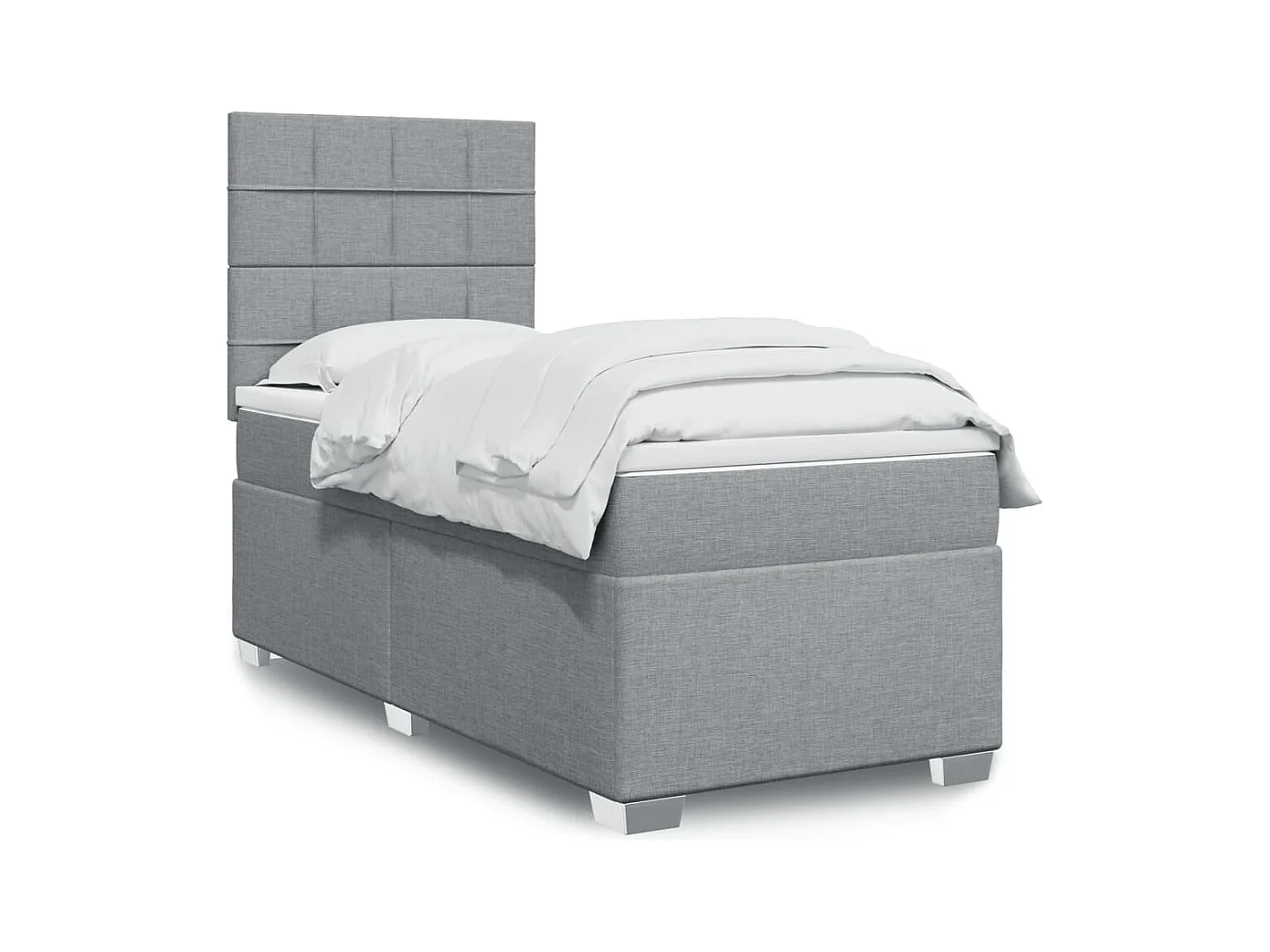 Giroletto a Molle con Materasso Grigio Chiaro 90x190 cm Tessuto