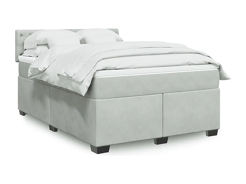 Giroletto a Molle con Materasso Grigio Chiaro 140x190cm Velluto