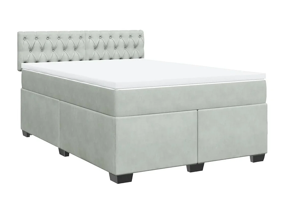 Giroletto a Molle con Materasso Grigio Chiaro 140x190cm Velluto