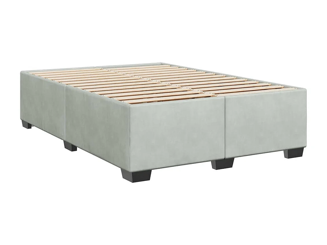 Giroletto a Molle con Materasso Grigio Chiaro 140x190cm Velluto