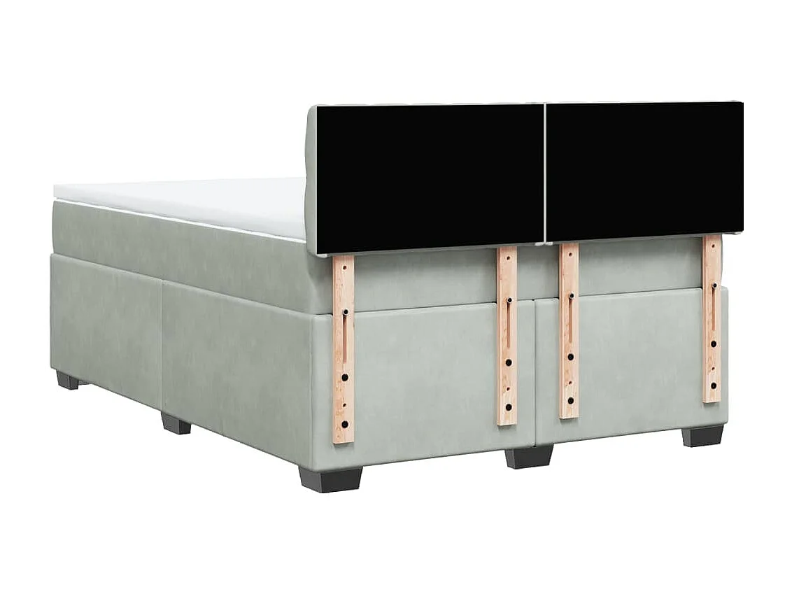 Giroletto a Molle con Materasso Grigio Chiaro 140x190cm Velluto