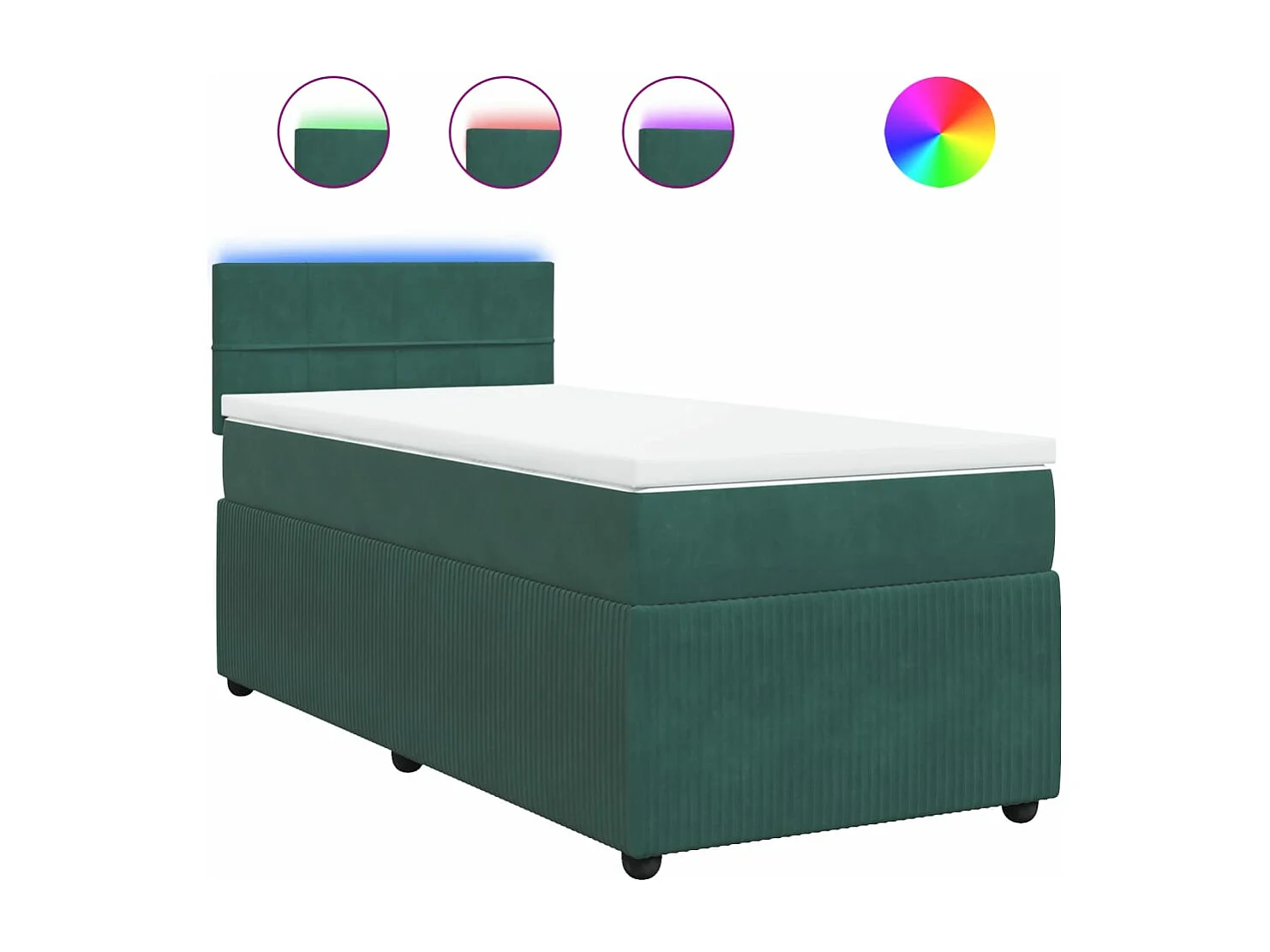Cama box spring con colchón terciopelo verde oscuro 80x200 cm