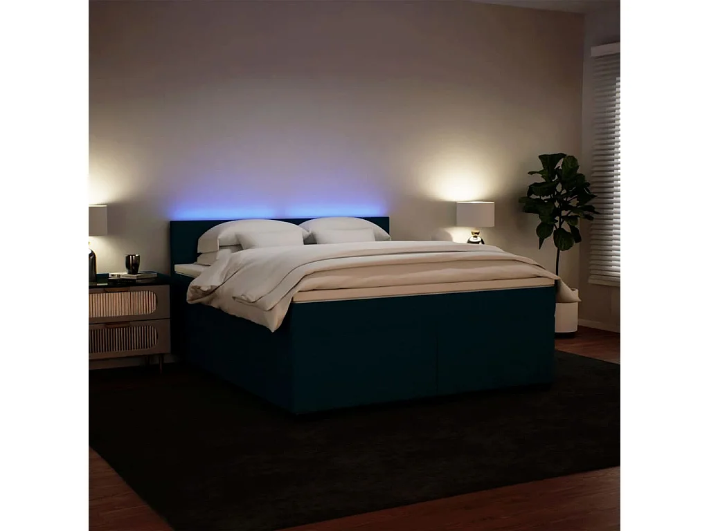 Cama com molas/colchão 180x200 cm veludo azul