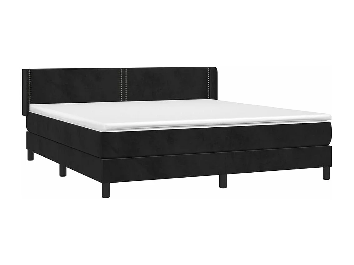 Cama box spring con colchón terciopelo negro 160x200 cm