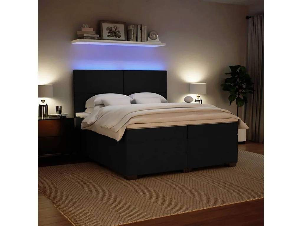 Boxspringbett mit Matratze Schwarz 200x200 cm Samt