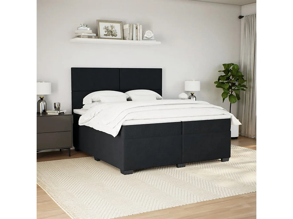 Boxspringbett mit Matratze Schwarz 200x200 cm Samt