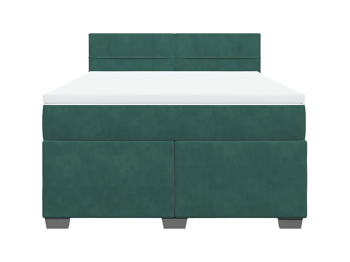 Giroletto a Molle con Materasso Verde Scuro 140x190 cm Velluto