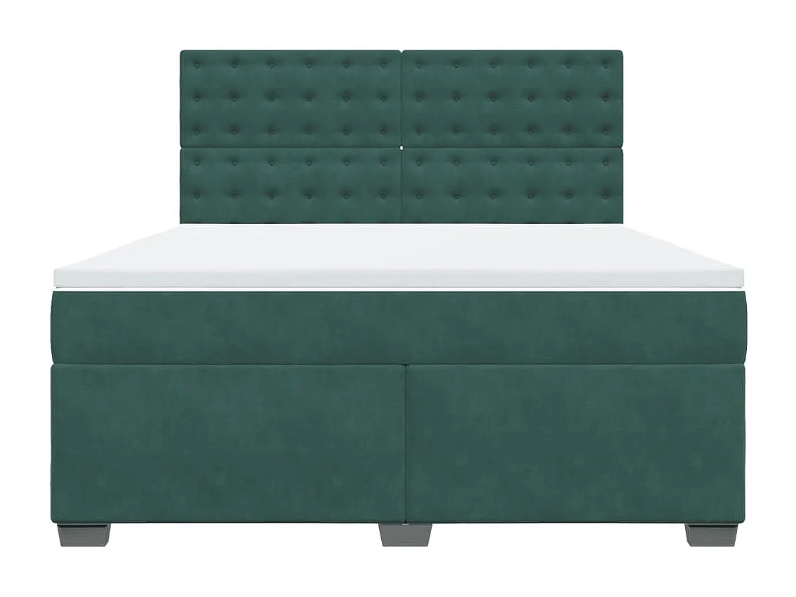 Cama box spring con colchón terciopelo verde oscuro 180x200 cm