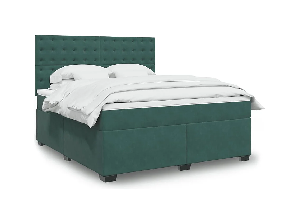 Giroletto a Molle con Materasso Verde Scuro 180x200 cm Velluto