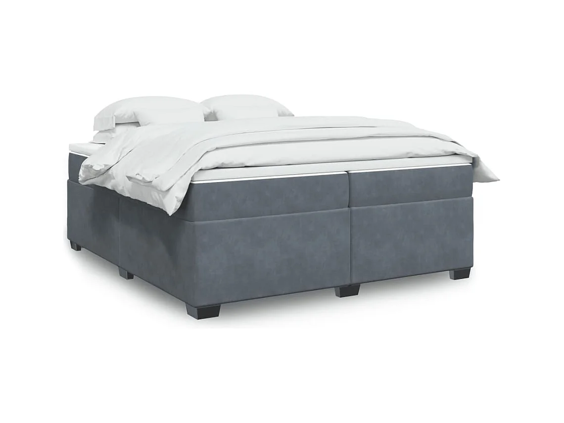 Sommier à lattes de lit et matelas Gris foncé 200x200cm Velours