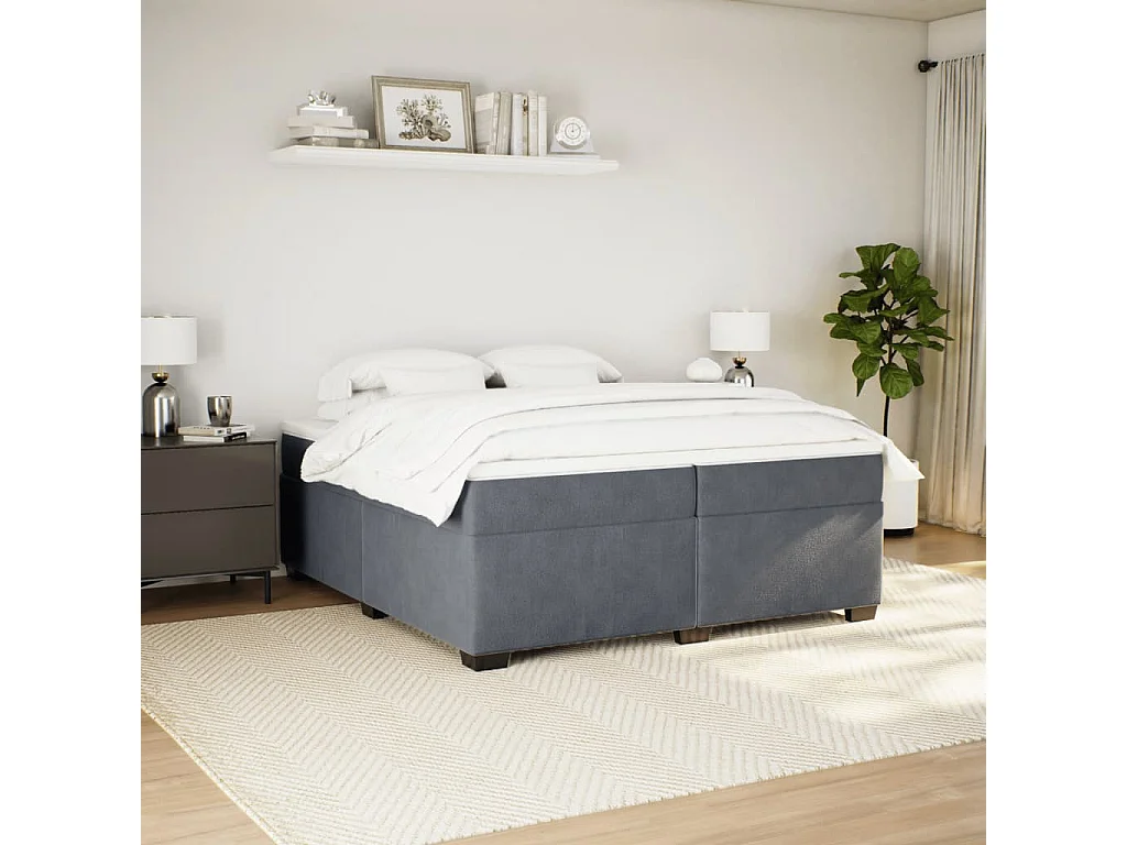 Boxspring met matras fluweel donkergrijs 200x200 cm