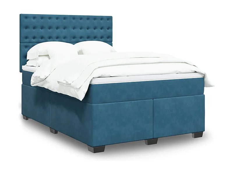 Boxspring met matras fluweel blauw 140x200 cm