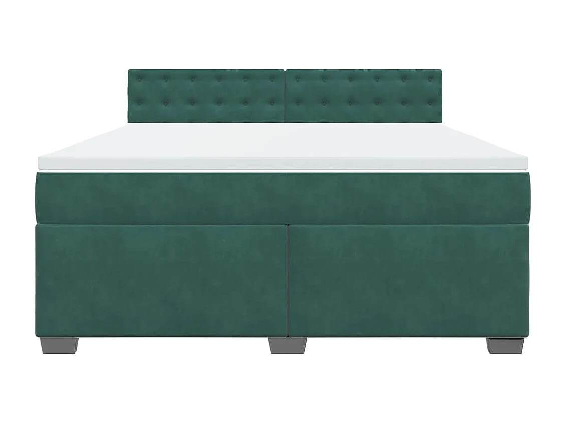 Cama com molas/colchão 180x200 cm veludo verde-escuro