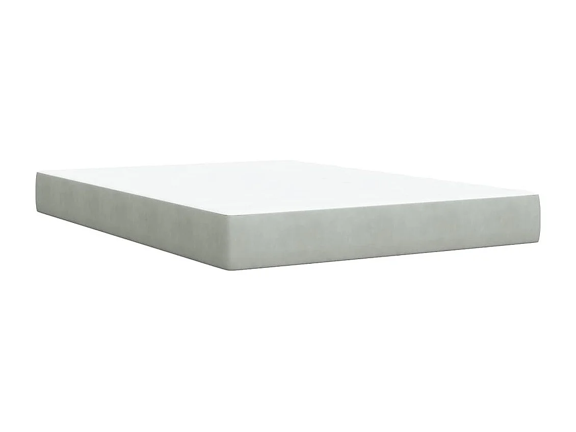 Cama box spring con colchón terciopelo gris claro 140x190 cm