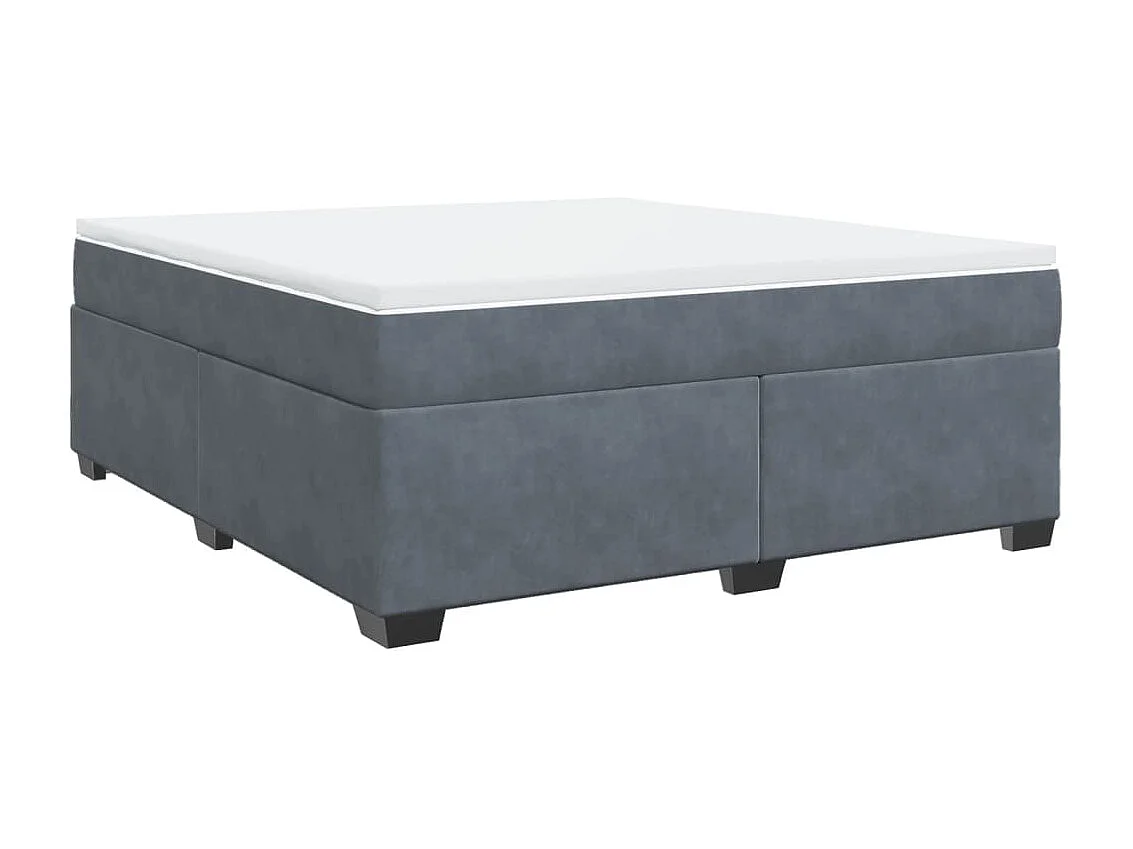 Giroletto a Molle con Materasso Grigio Scuro 180x200 cm Velluto