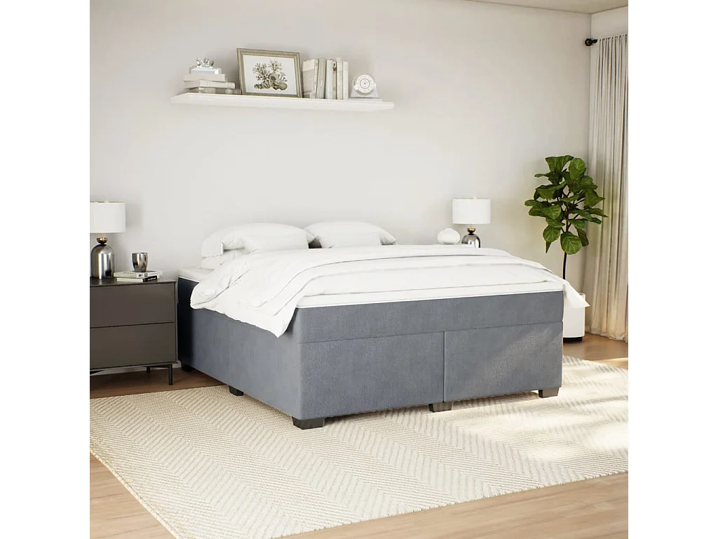 Giroletto a Molle con Materasso Grigio Scuro 180x200 cm Velluto