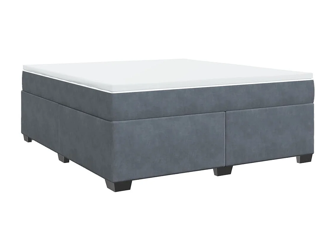 Giroletto a Molle con Materasso Grigio Scuro 180x200 cm Velluto