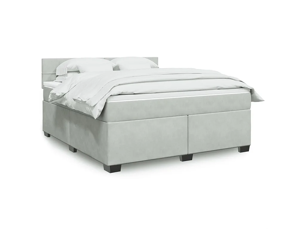 Sommier à lattes de lit et matelas Gris clair 180x200cm Velours