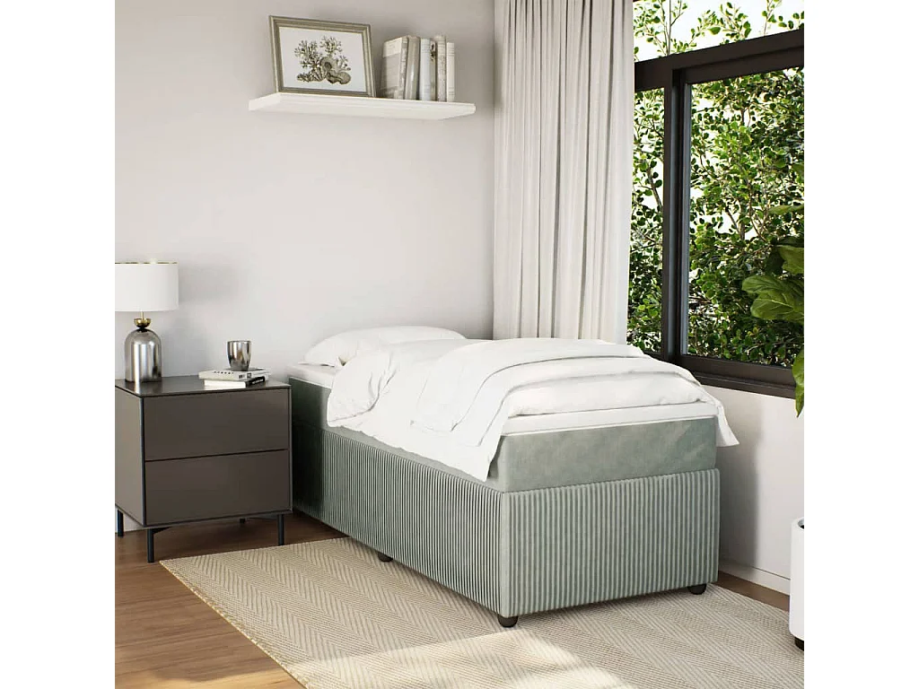 Boxspring met matras fluweel lichtgrijs 90x200 cm