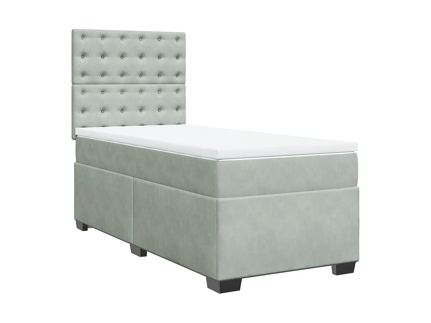 Sommier à lattes de lit et matelas Gris clair 100x200cm Velours