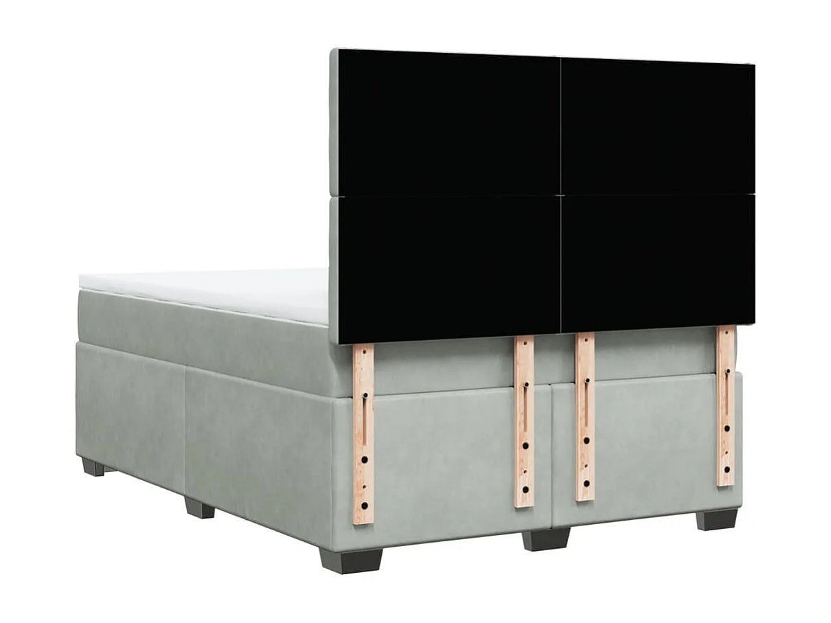 Sommier à lattes de lit et matelas Gris clair 140x200cm Velours