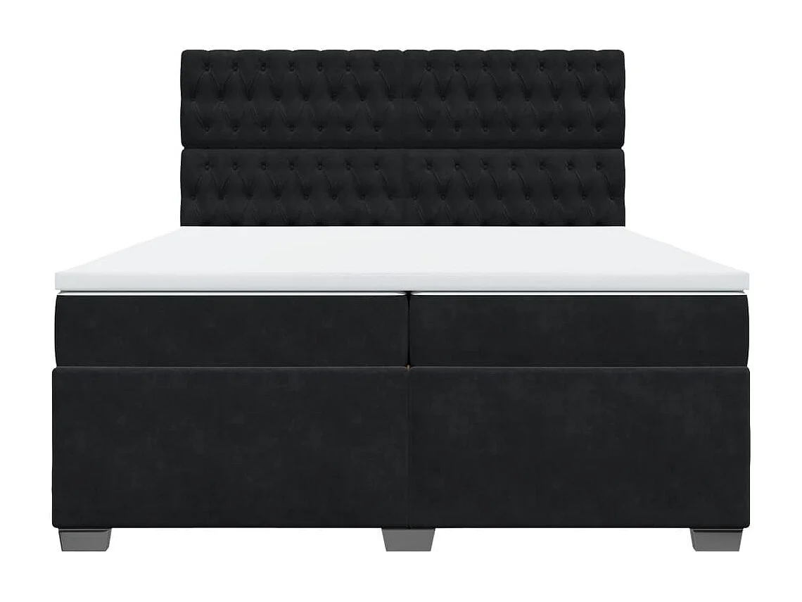 Giroletto a Molle con Materasso Nero 200x200 cm in Velluto