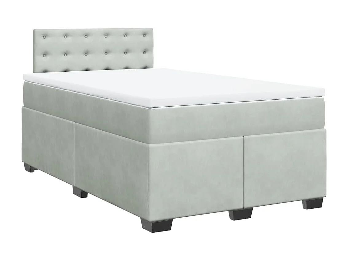 Cama box spring con colchón terciopelo gris claro 120x200 cm