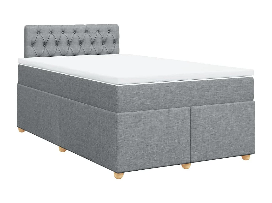 Cama box spring con colchón tela gris claro 120x190 cm