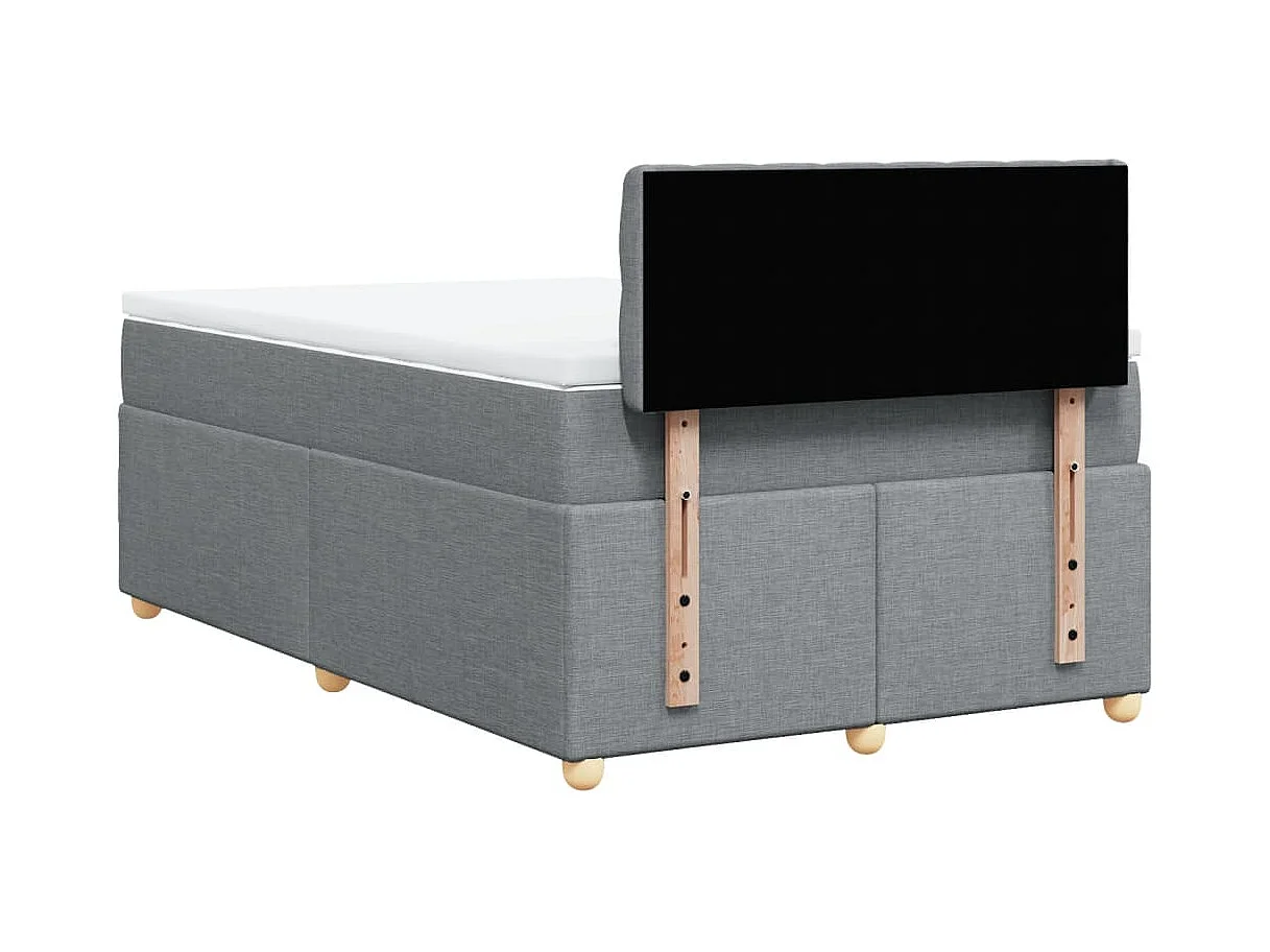 Cama box spring con colchón tela gris claro 120x190 cm