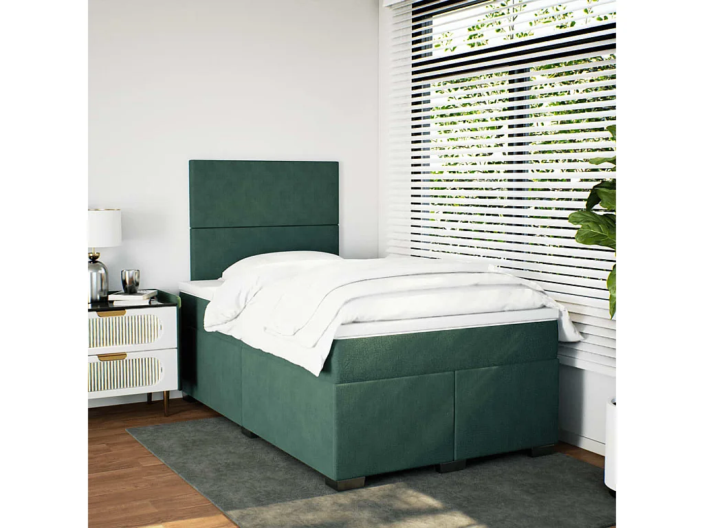 Sommier à lattes de lit et matelas Vert foncé 120x200cm Velours