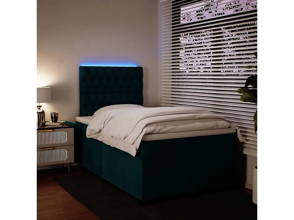 Giroletto a Molle con Materasso Blu 120x190 cm in Velluto