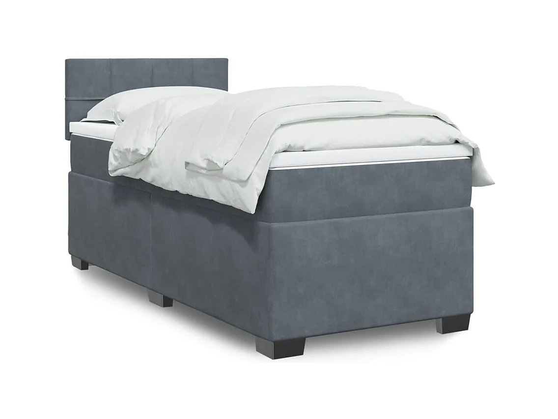 Boxspringbett mit Matratze Dunkelgrau 80x200 cm Samt