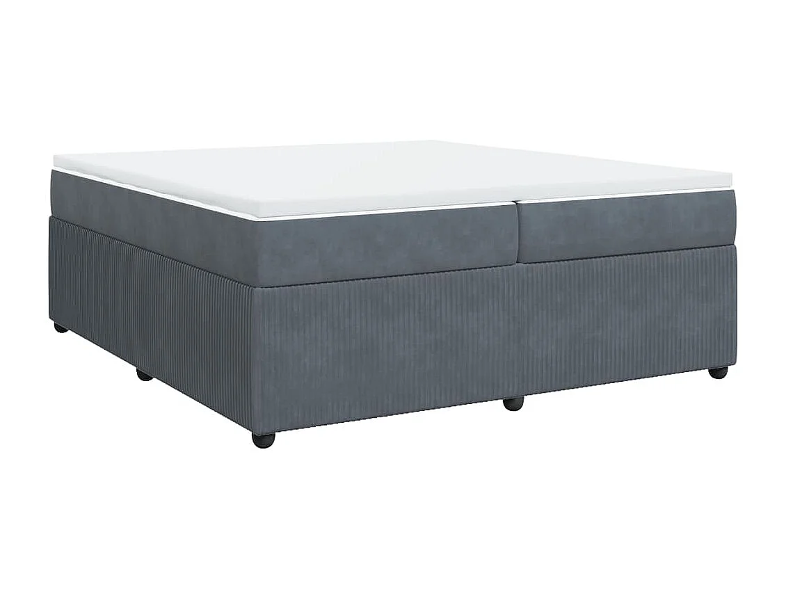 Cama box spring con colchón terciopelo gris oscuro 200x200 cm