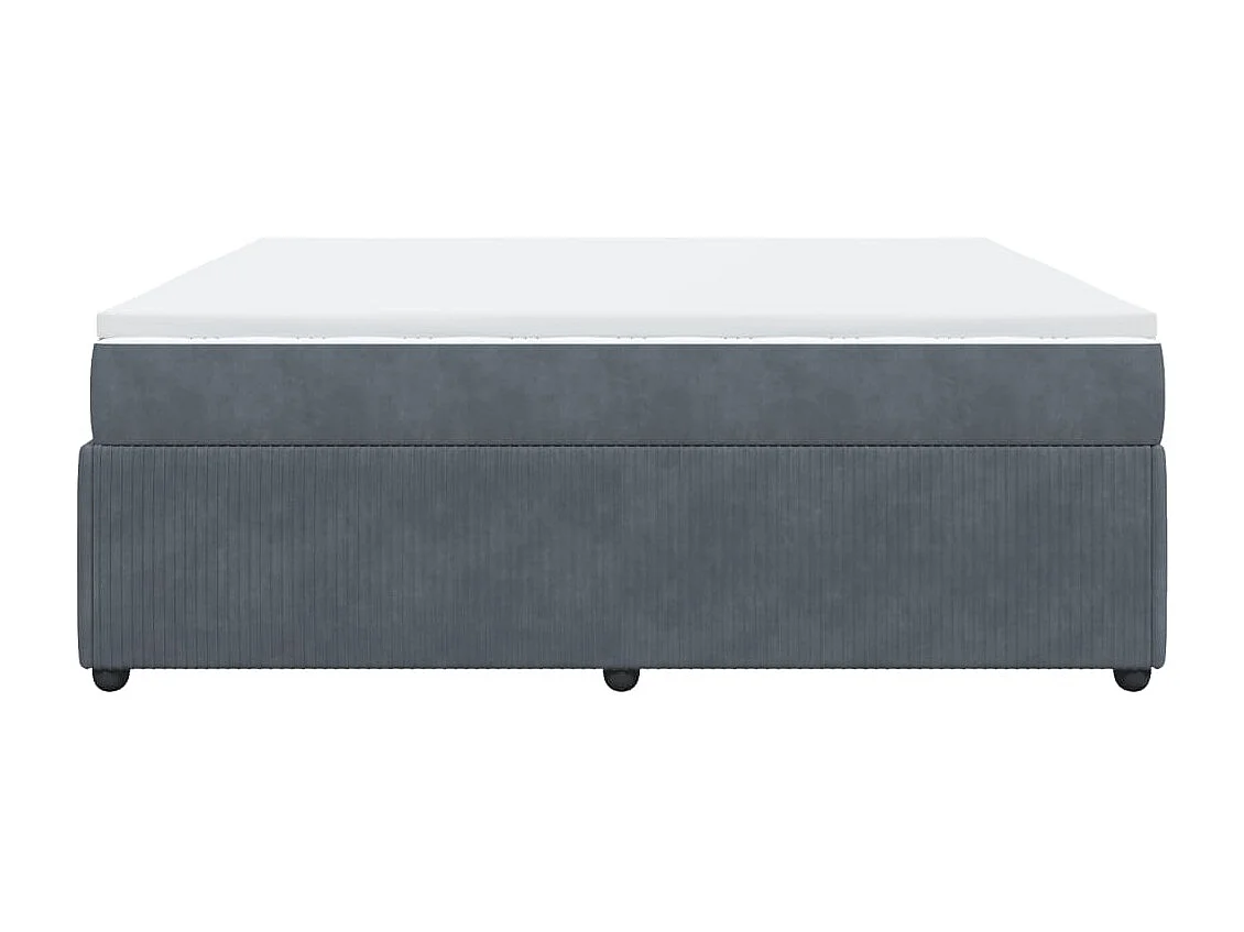 Cama box spring con colchón terciopelo gris oscuro 200x200 cm