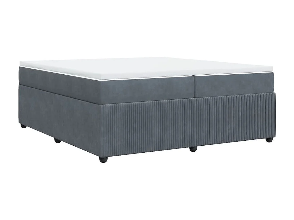 Cama box spring con colchón terciopelo gris oscuro 200x200 cm