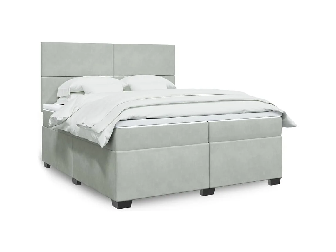 Giroletto a Molle con Materasso Grigio Chiaro 200x200cm Velluto