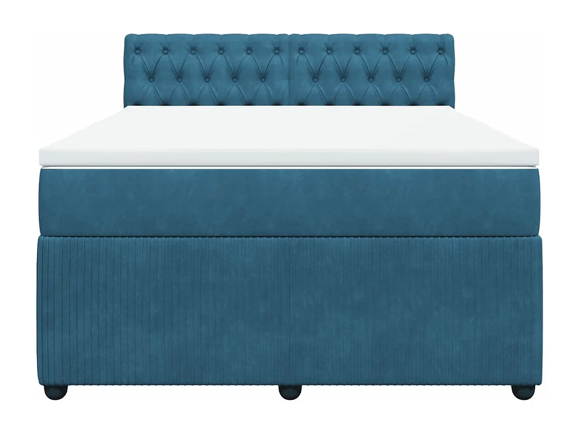 Sommier à lattes de lit et matelas bleu 140x190 cm velours