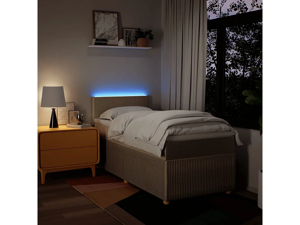 Sommier à lattes de lit et matelas Crème 90x190 cm Tissu