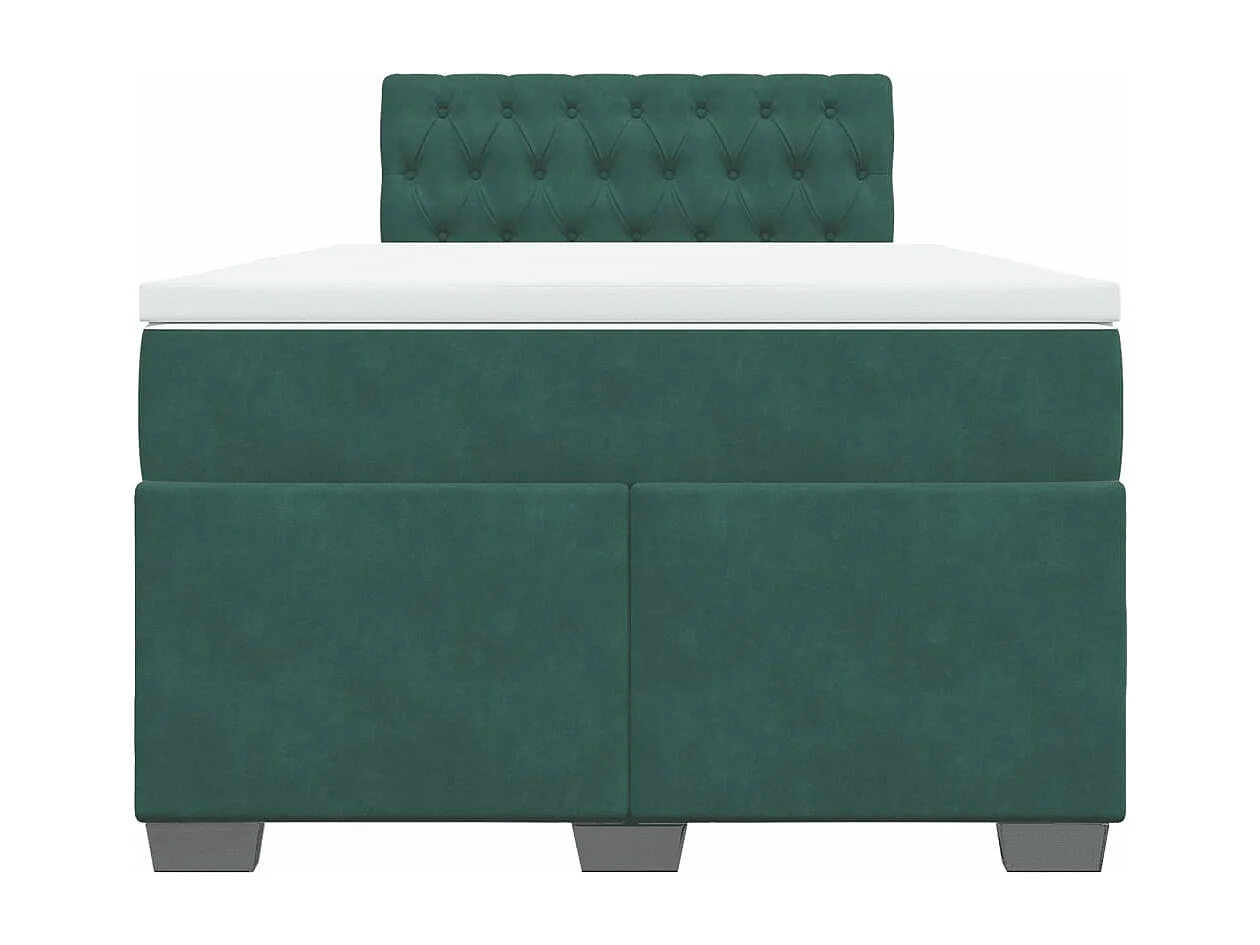 Cama boxspring com colchão 120x200 cm veludo verde-escuro