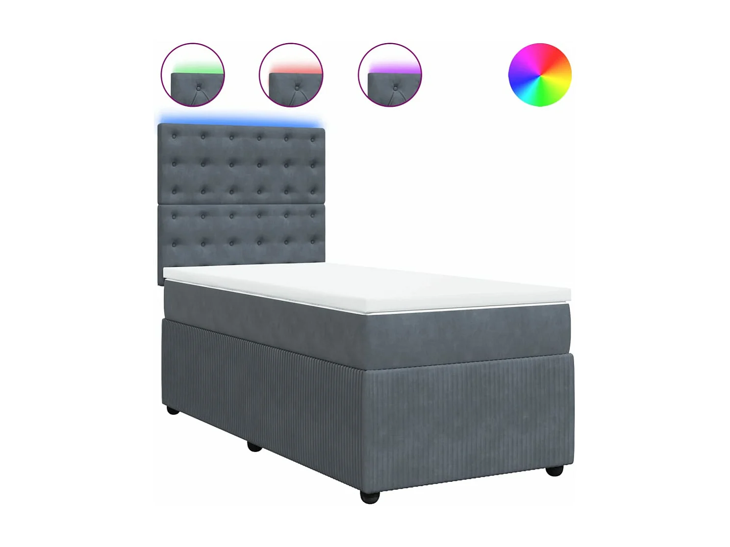 Sommier à lattes de lit et matelas Gris foncé 90x200 cm Velours